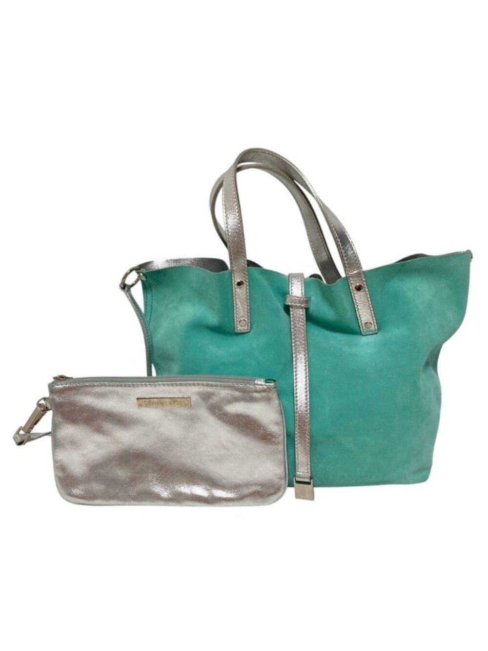 Tiffany & Co Reversible Tote Bag Blue Silver Colored